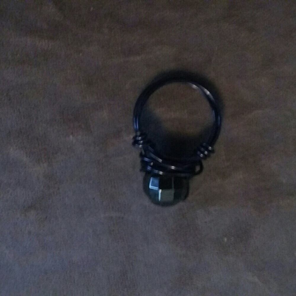 Hematite wrapped wire ring